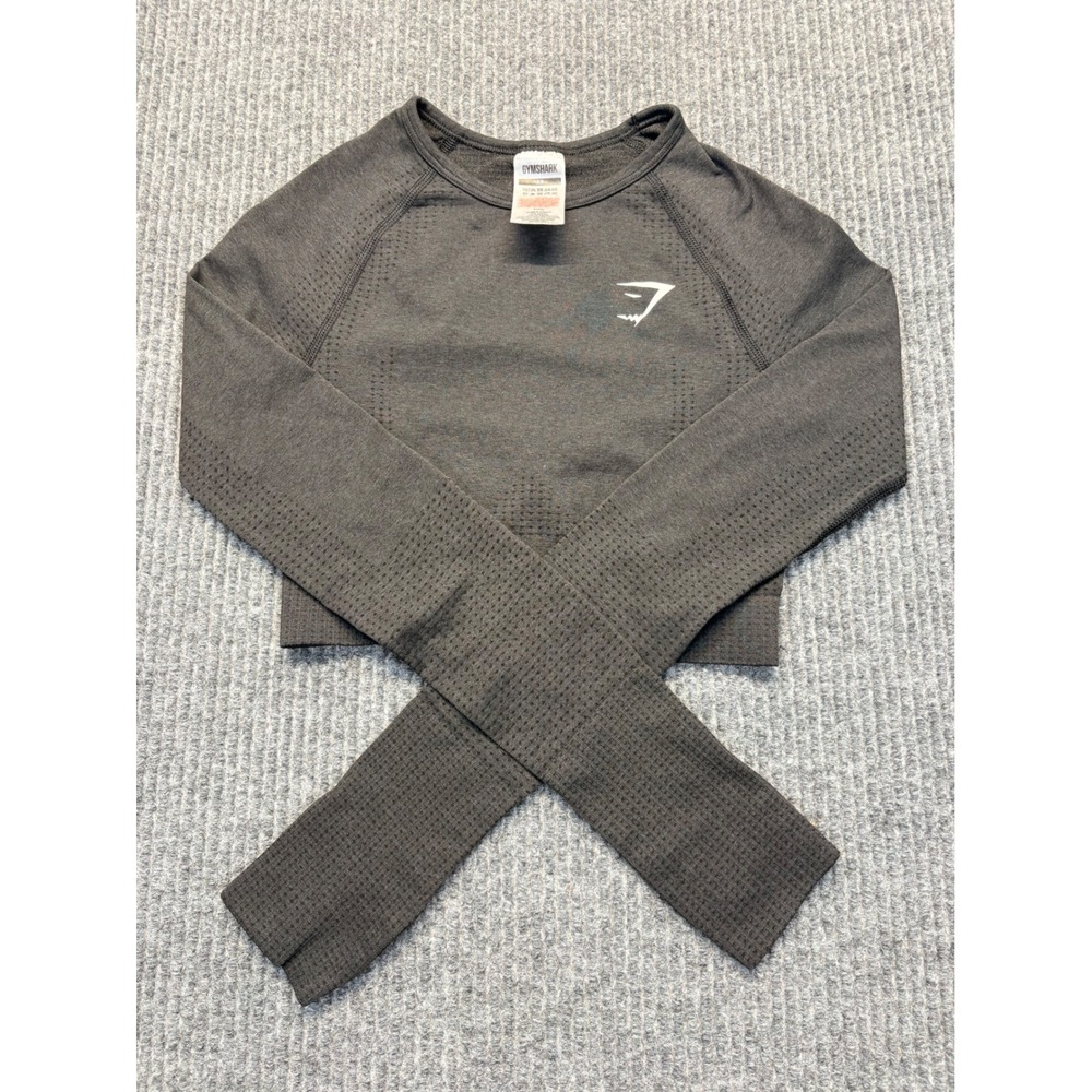 Gymshark Vital Seamless Long Sleeve Crop Top Charcoal Grey XS B1A3D